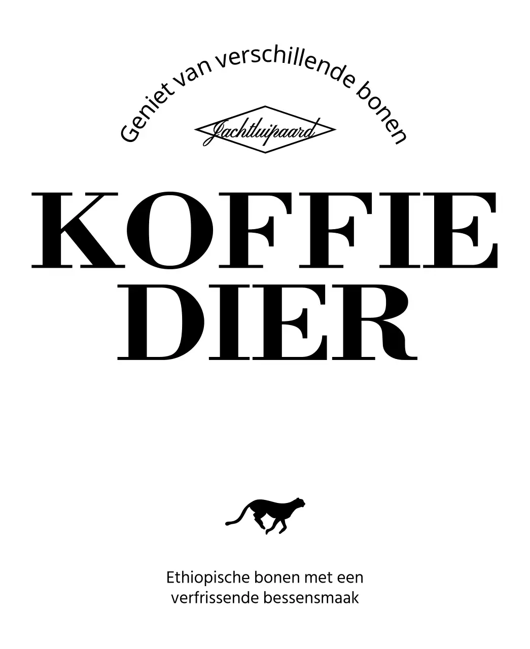 Eenvoudig ontwerp met een zwarte, rennende dierenillustratie