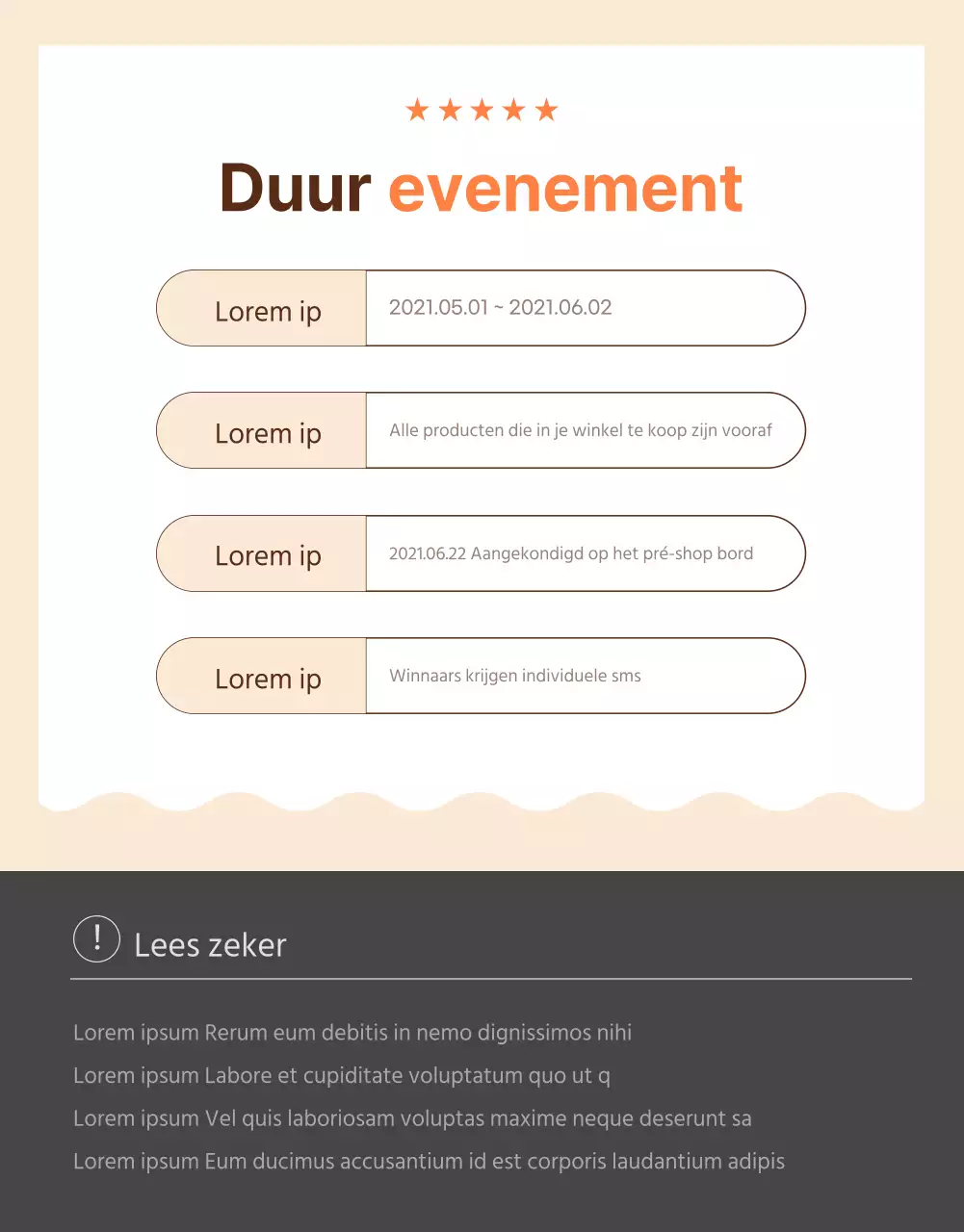 Bruin en oranje recensie evenement pagina