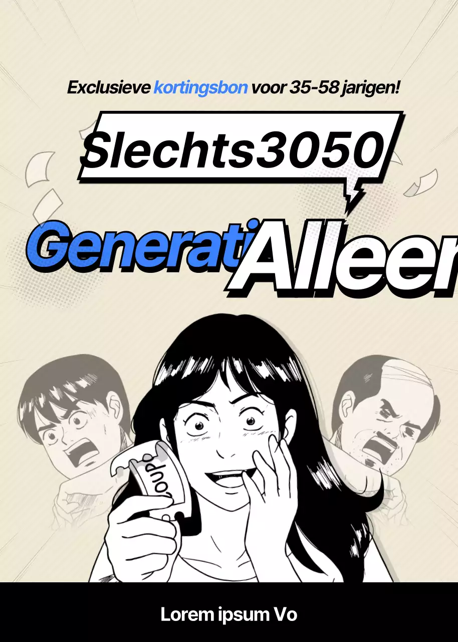 Korting op beige en blauwe manga-geïnspireerde kronkels