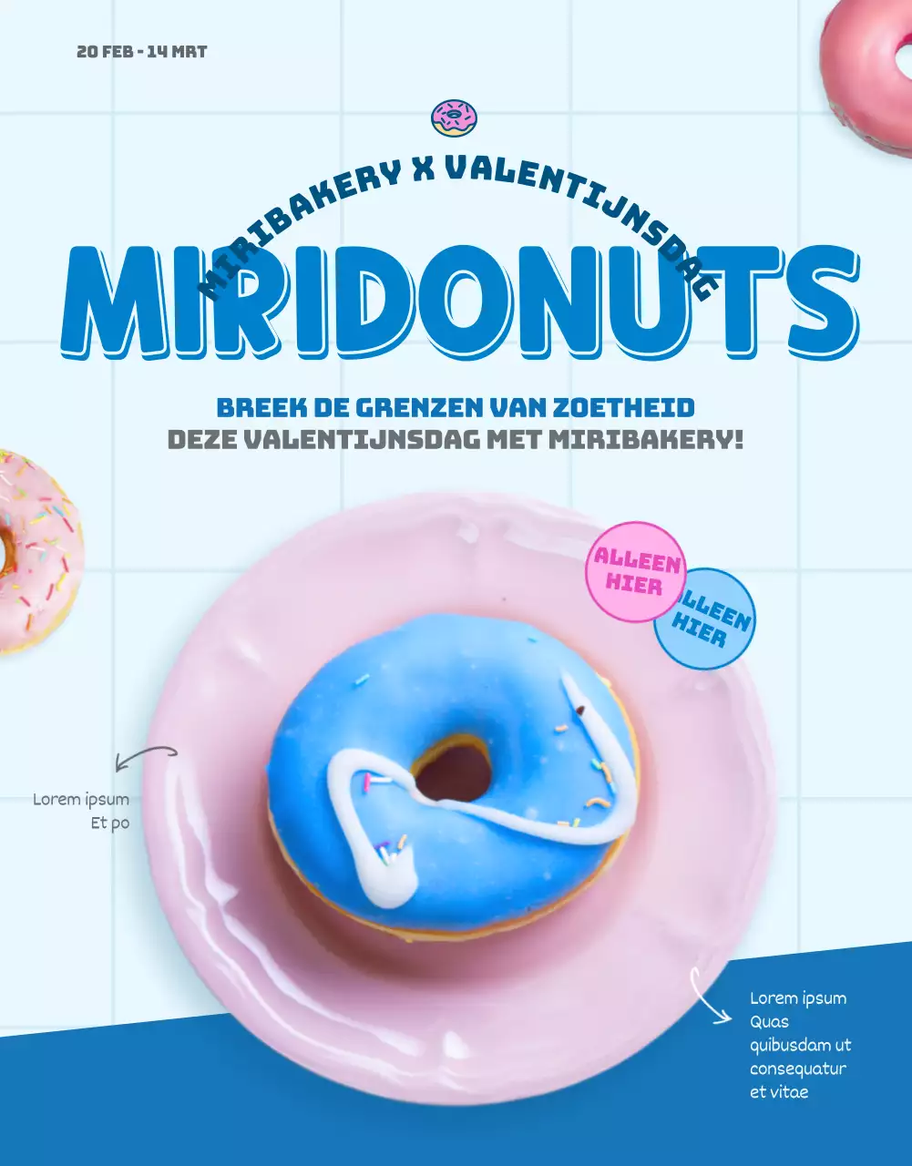 Donuts verkopen met een leuk blauw concept