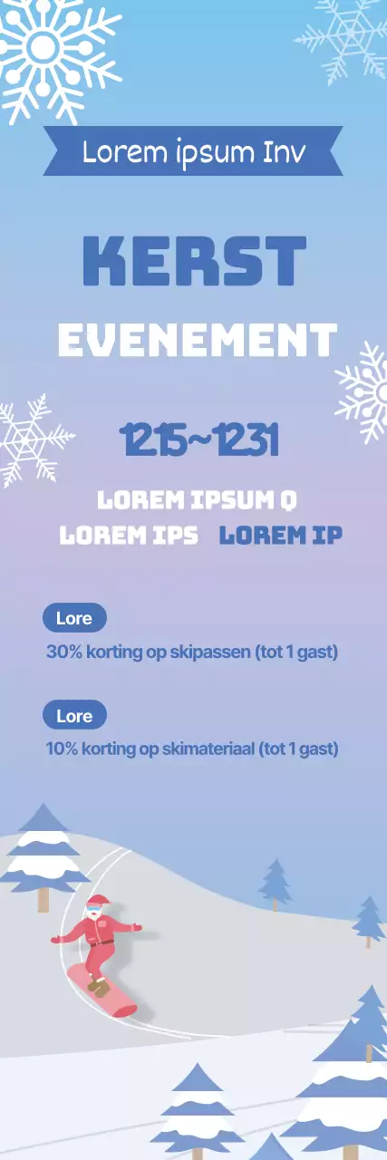 Blauwe gradiëntillustratie Kerstmis ski resort kortingsactie