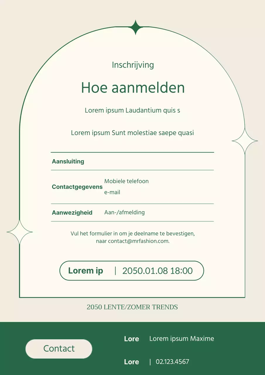 Een strak modeveld in groen en beige