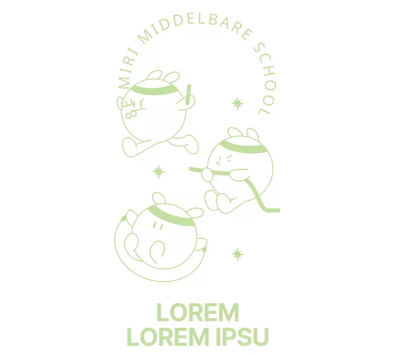 Sportmemorabilia van de middelbare school met leuke, atletische figuurtjes in limoengroen.