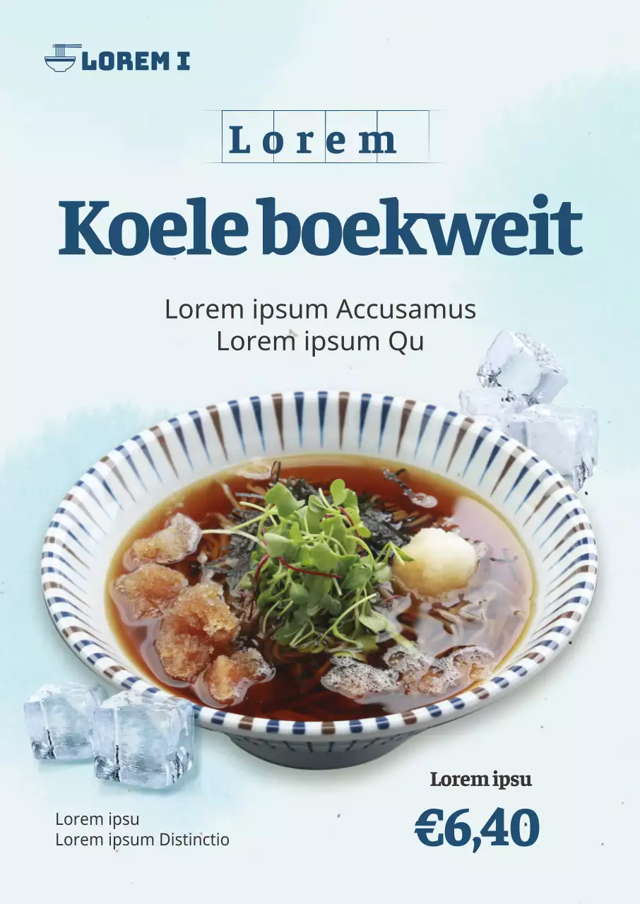 Voedselposter zomer in lichtblauw en blauw