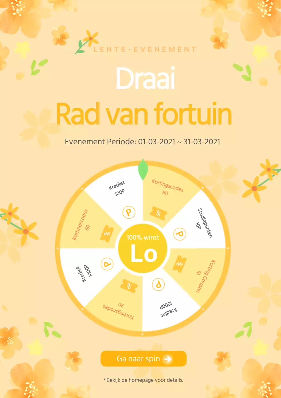 Thema Lucky Wheel in oranje