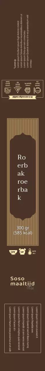 Bruin keurig roerbak-etiket