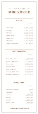 Eenvoudig café menubord banner in wit en bruin