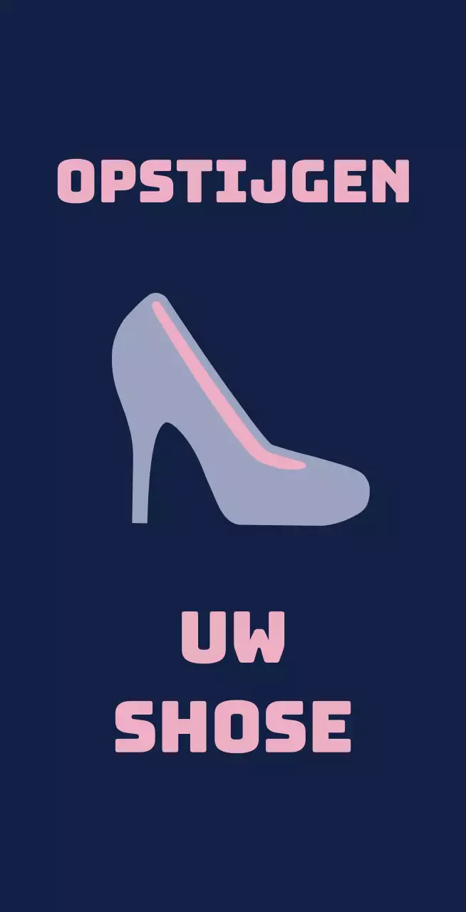 Balletschoenen op een marineblauwe achtergrond met een bordje met het verzoek je schoenen uit te doen.