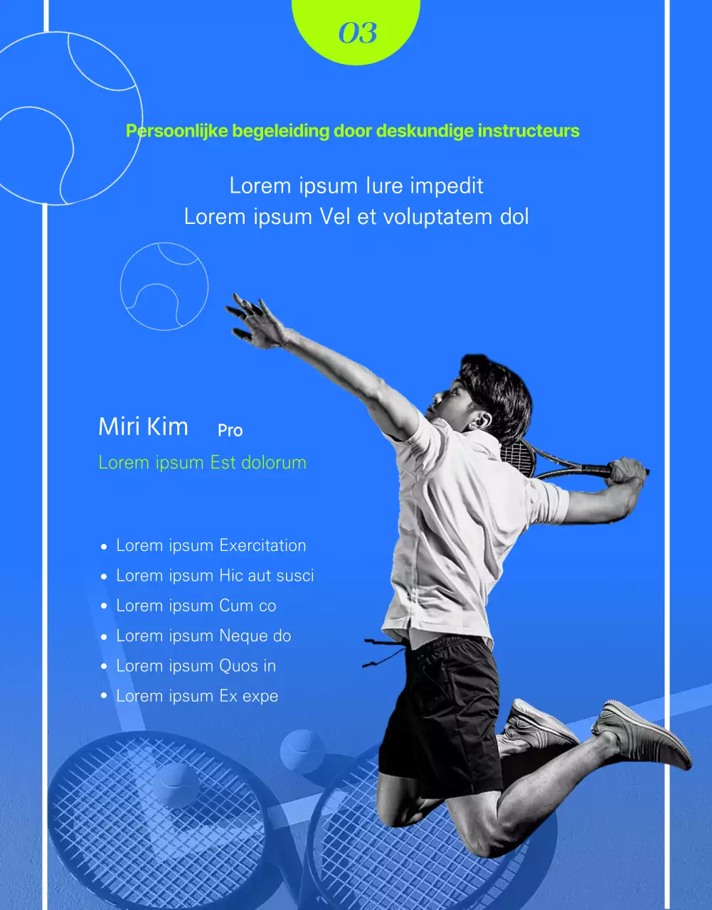 Tennisles voor één dag in blauwe en neonkleuren Experience Ticket voor één dag 1:1 les Gezondheid en fitness MyTennis Academy