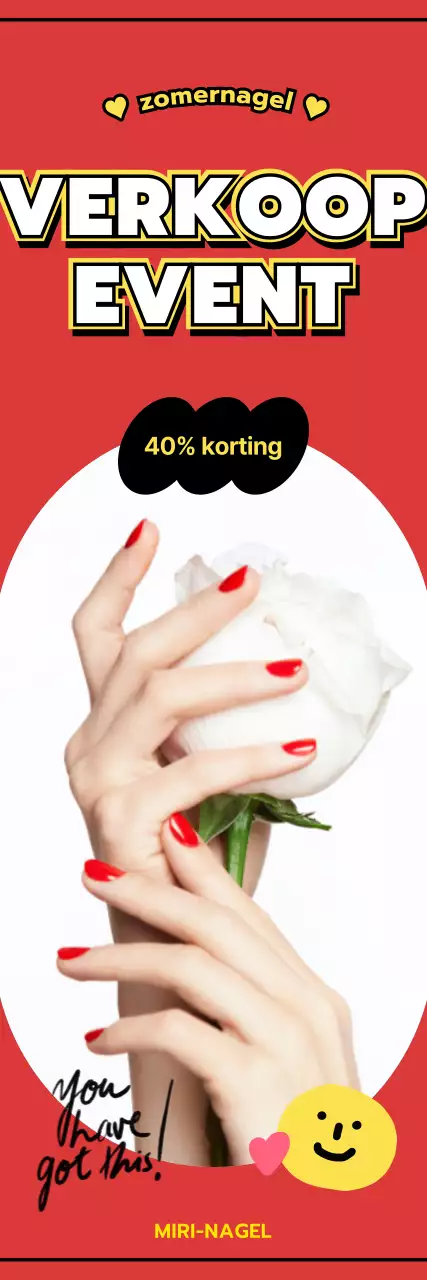 Nagelkunst hand op rode achtergrond