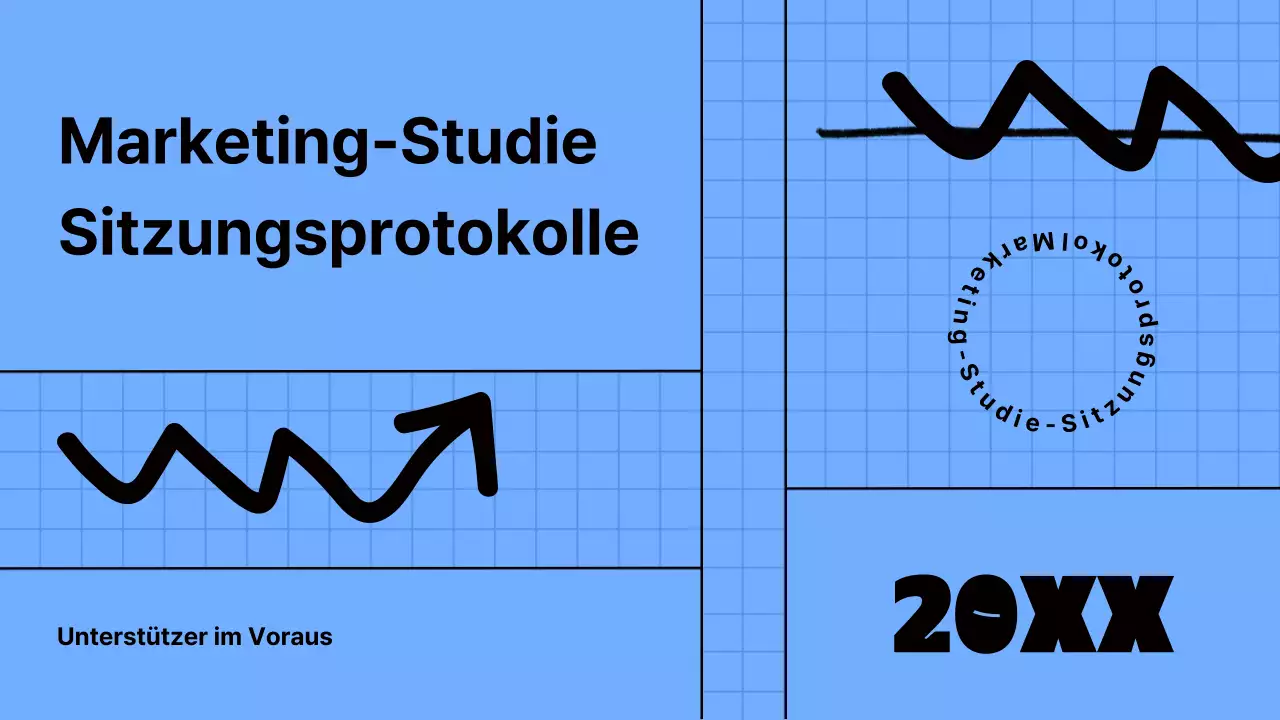 Marketing-Studienpräsentation mit blauem Notizbuchkonzept