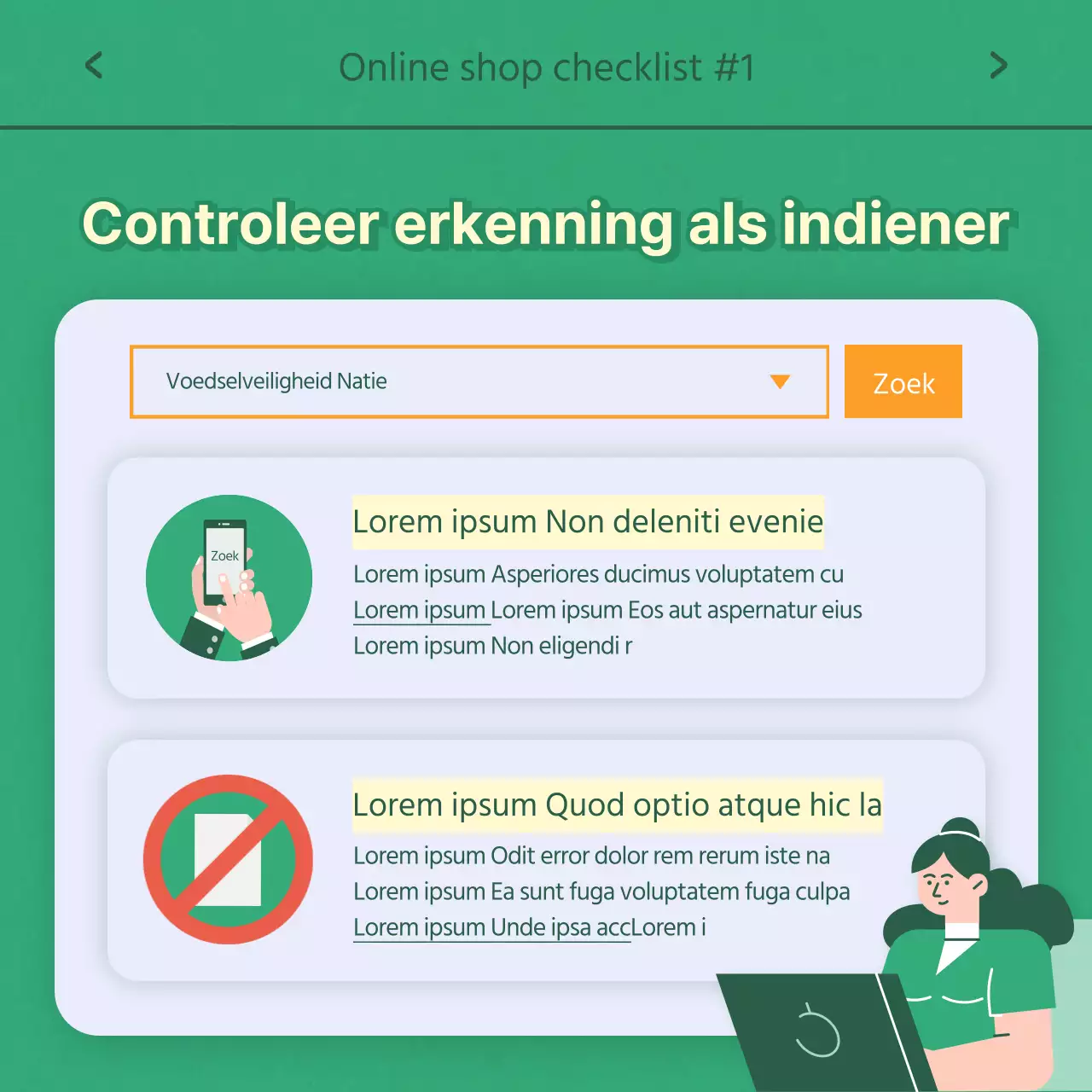 Groen Tone Oranje Punt Eenvoudige Illustratie Dag van de Voedselveiligheid Kaart Nieuws