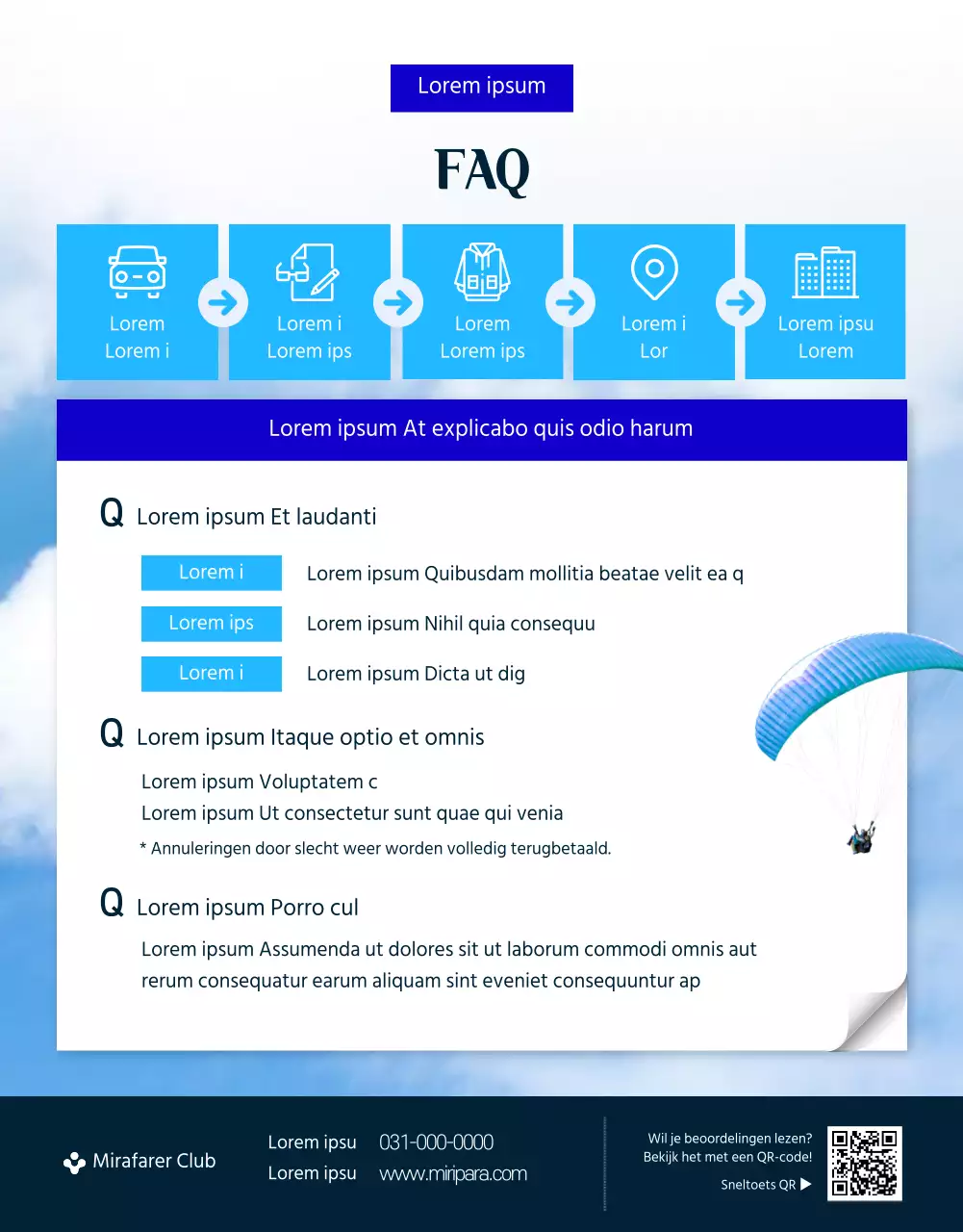Eenvoudig, groen en blauw paragliding detailpagina