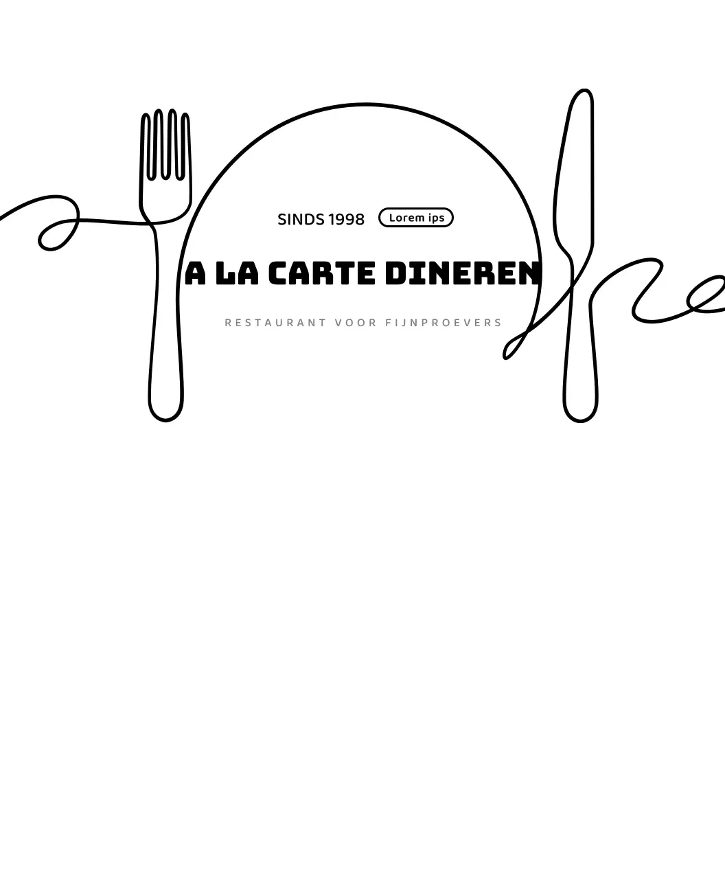 Eenvoudig restaurantlogo in wit en zwart