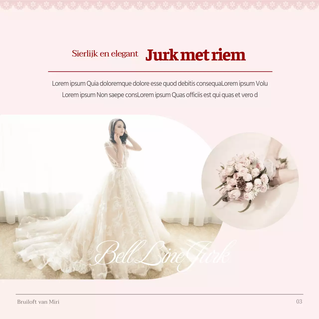 Klassieke trouwjurken per lichaamstype in roze uitgelegd