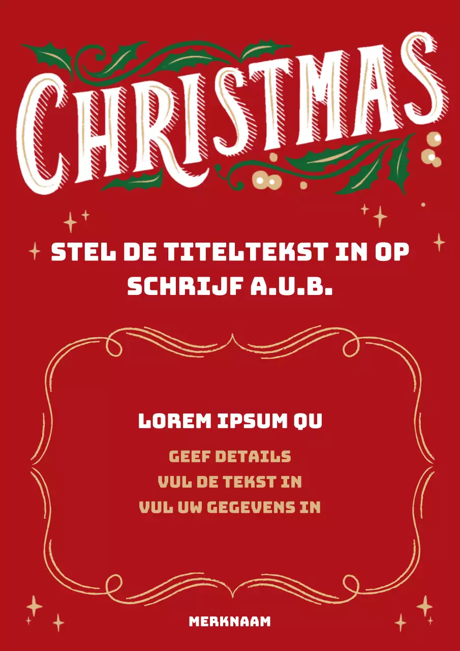 Rode Geïllustreerde Kerstmis Verticale Poster