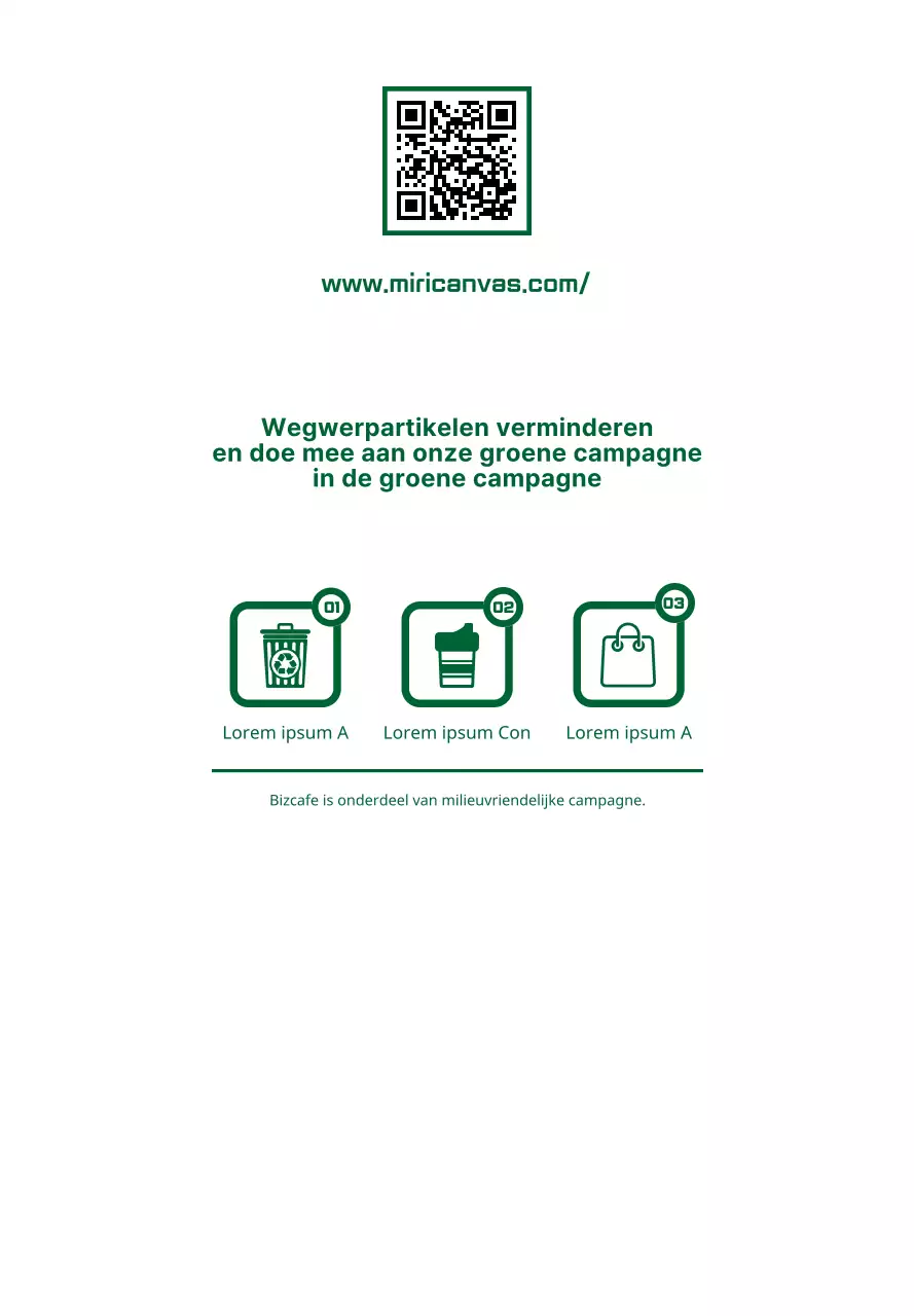 Eenvoudige, strakke opmaakstijl met combinatie van tekst en pictogrammen in groen en wit Groene campagnegids