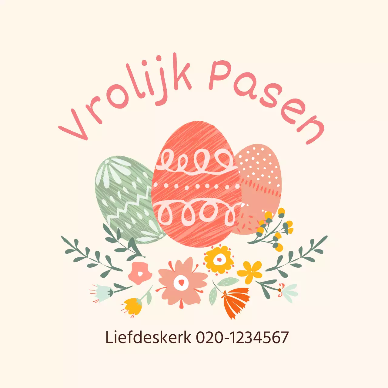 Gele illustratie schattige kerk Pasen labels