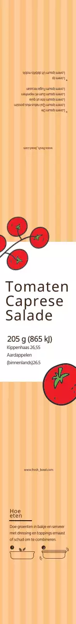 Rode geïllustreerde tomaat caprese salade label