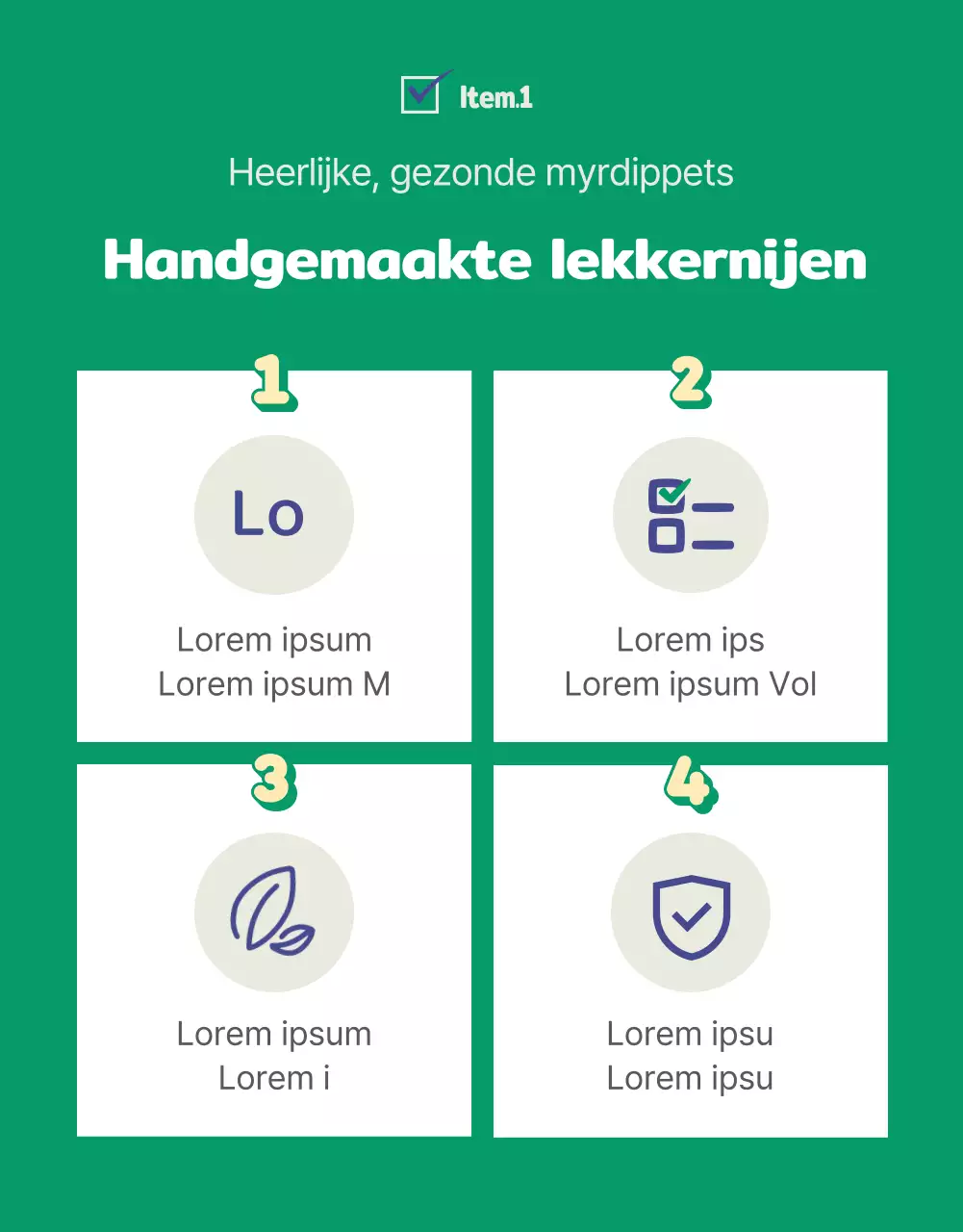 Schattige blauwe en groene hondensnacks detailpagina