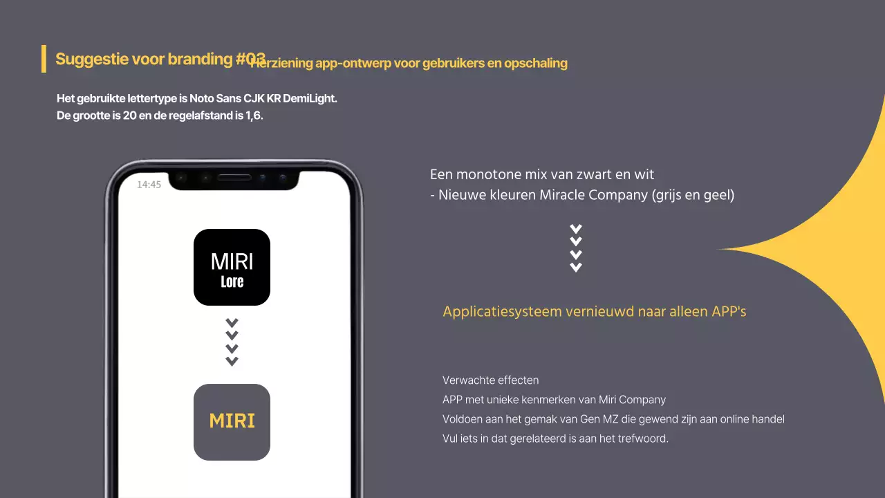 On-trend stage branding voorstel in grijs en geel