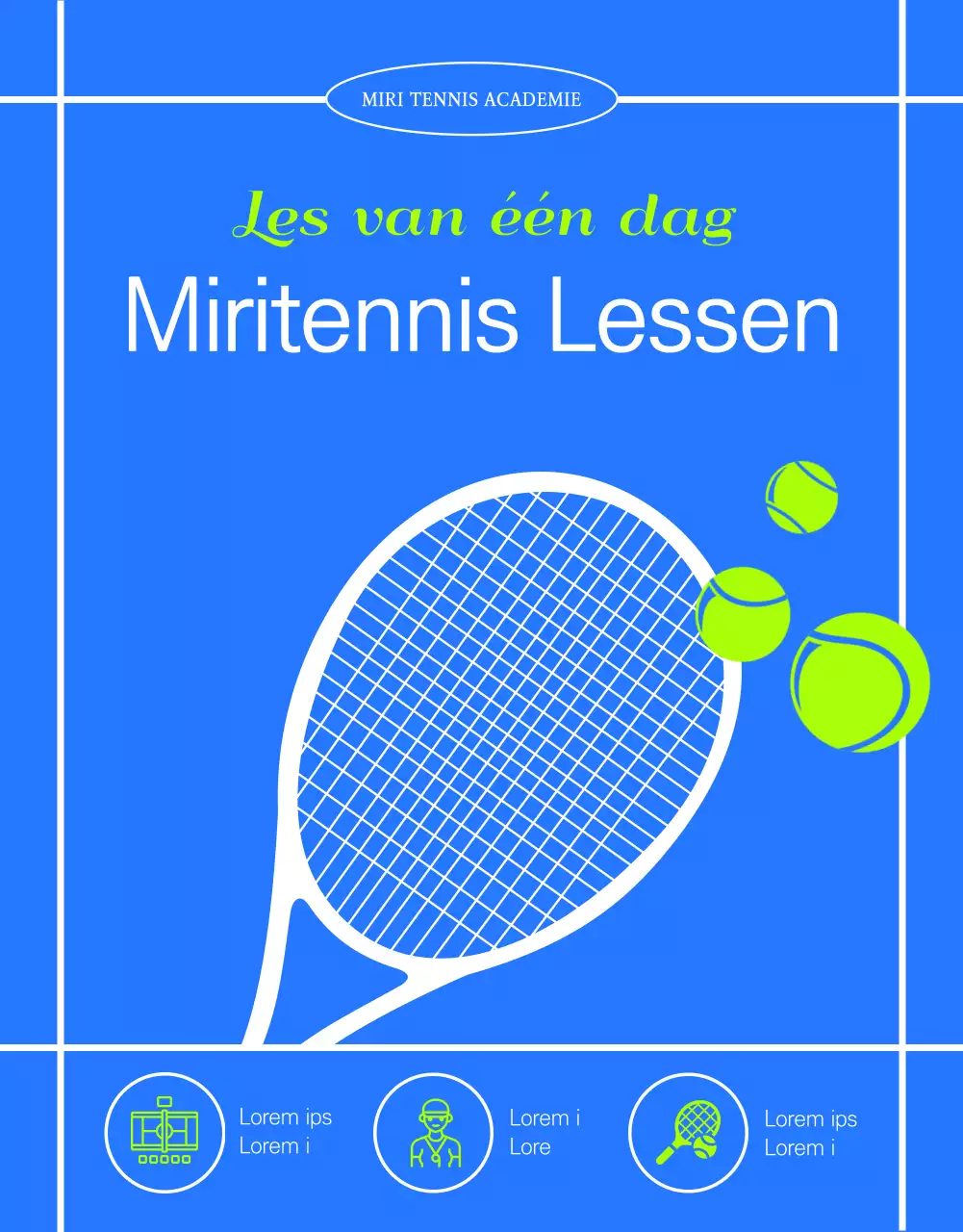 Tennisles voor één dag in blauwe en neonkleuren Experience Ticket voor één dag 1:1 les Gezondheid en fitness MyTennis Academy