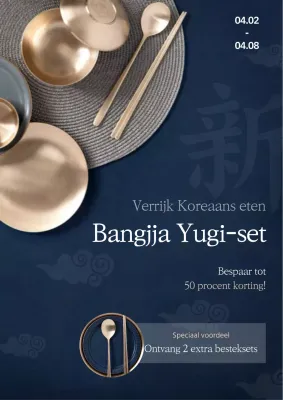 Uitverkoop van nieuw marineblauw en gouden servies