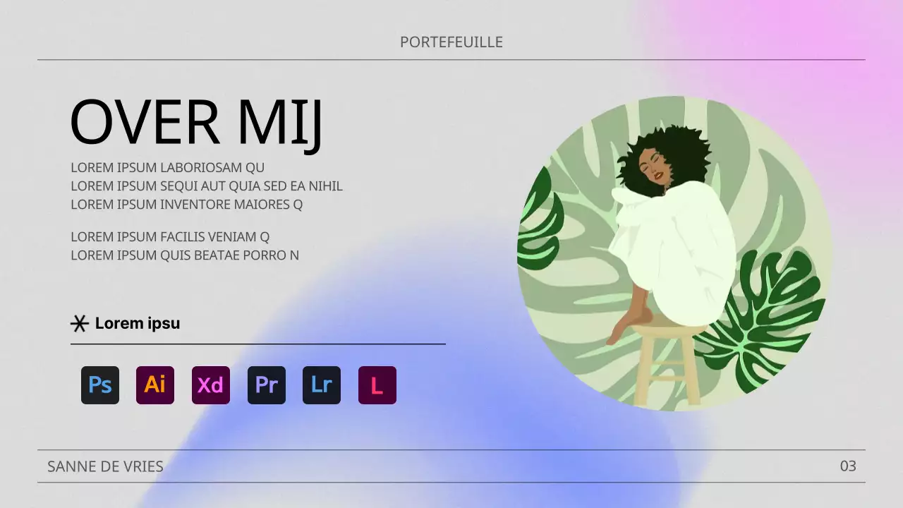 Een moderne portfolio in roze en blauw