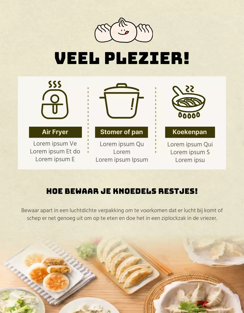 Detailpagina van winkelcentrum met olijfgroene veganistische knoedels