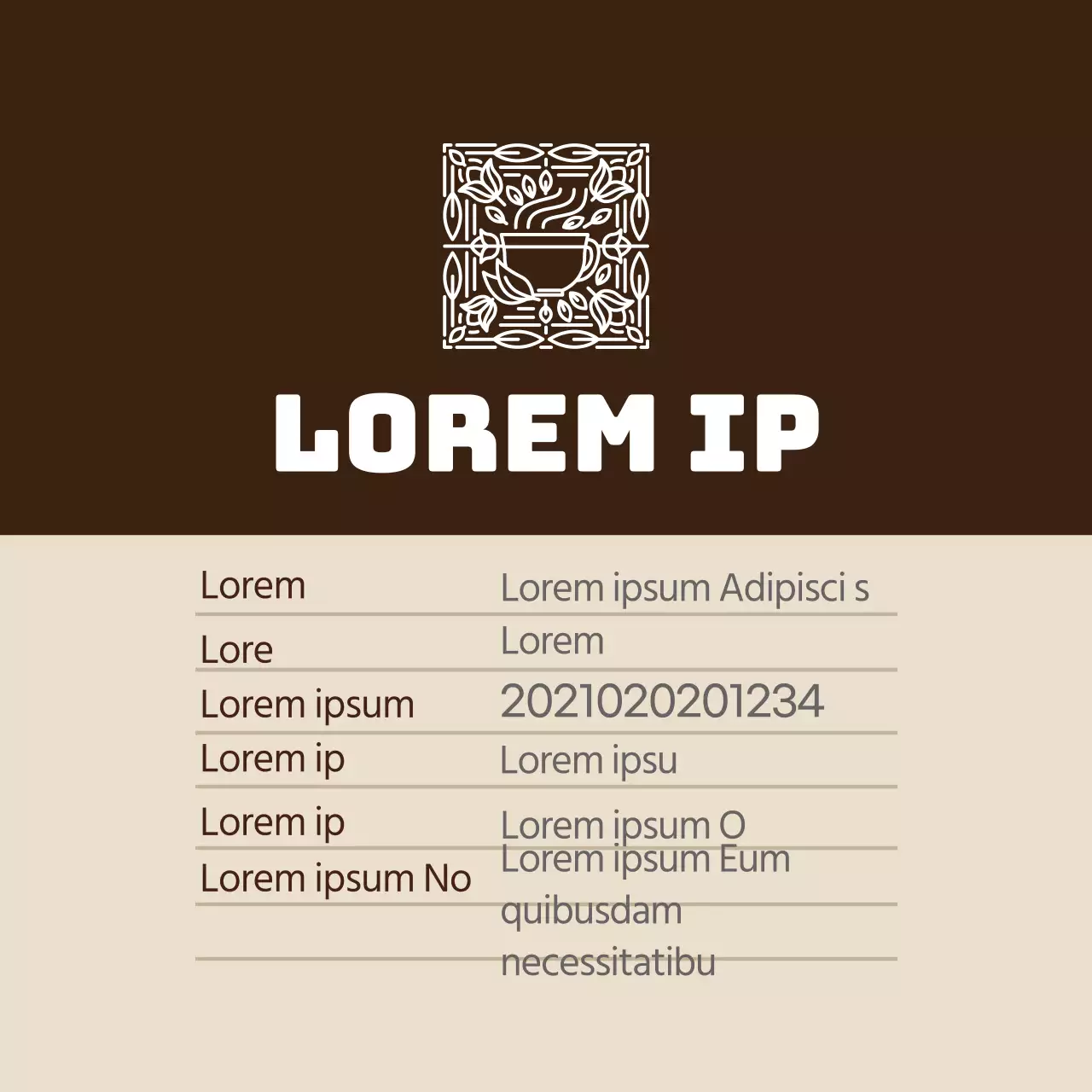 Bruin logo schoon voedsel zwarte thee poeder detaillabel