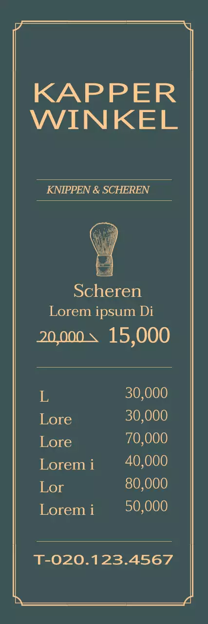 Groen gele illustratie vintage schoonheidssalon menu