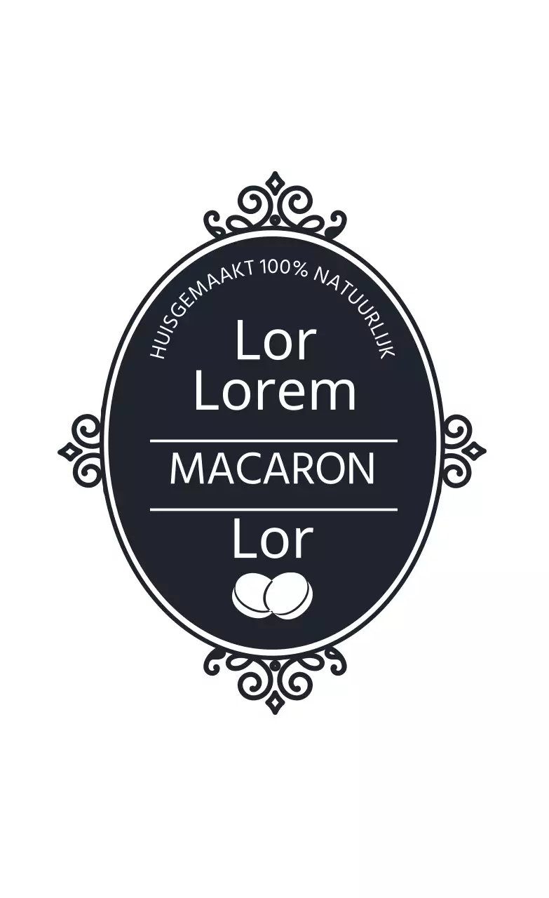 Marineblauw geïllustreerd bakkerij macaron dessert etiket