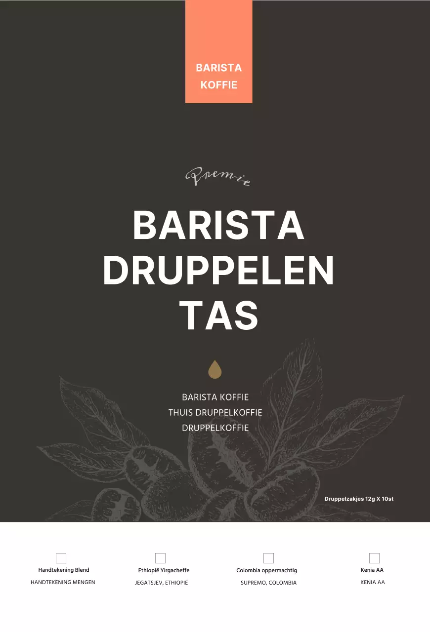 Bruine bonen illustratie café product informatie kaartPostkaart