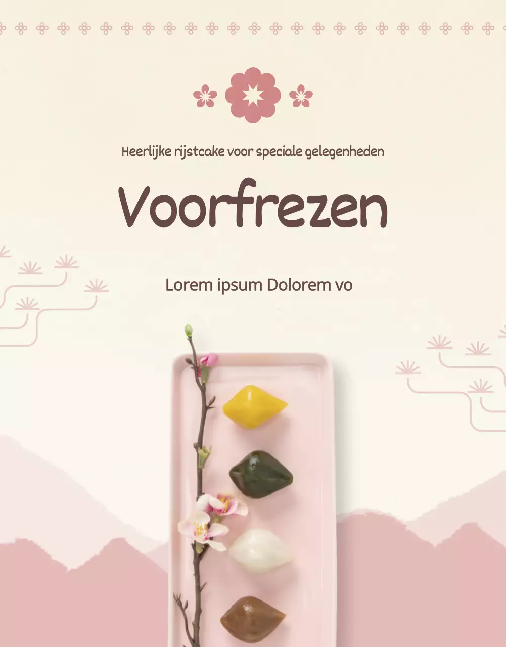 Roze traditionele moderne rijstcake detailpagina