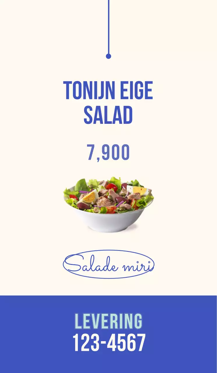Promoot een salade restaurant met een emotionele stijl in blauw