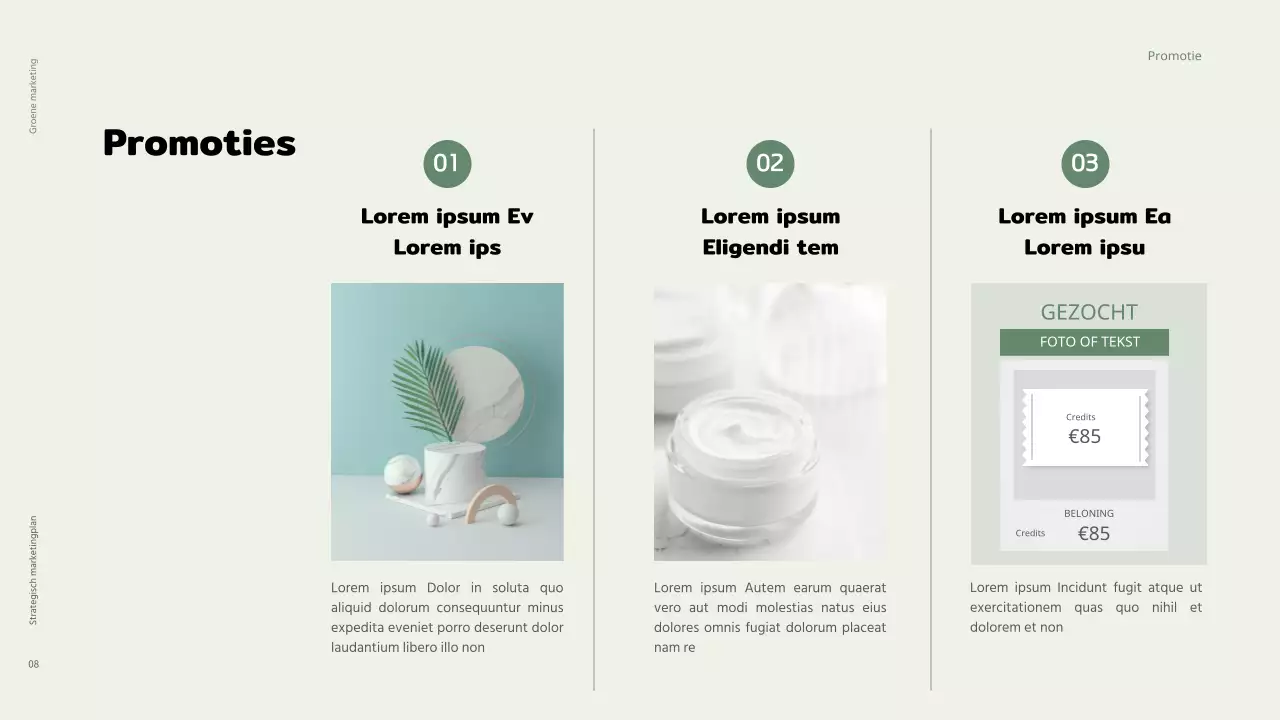 Milieuvriendelijke groene marketingcosmetica in gedempte groene en zwarte tinten
