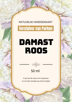 Vintage parfum label design poster in goud en paars