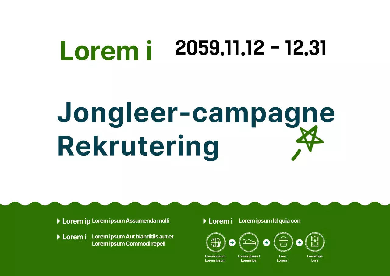 Een eenvoudige en schattige campagne in illustratiestijl in marineblauw en groen.