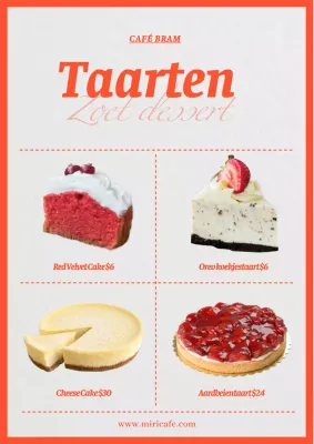 Dessertmenu in het trendy café van Red Point
