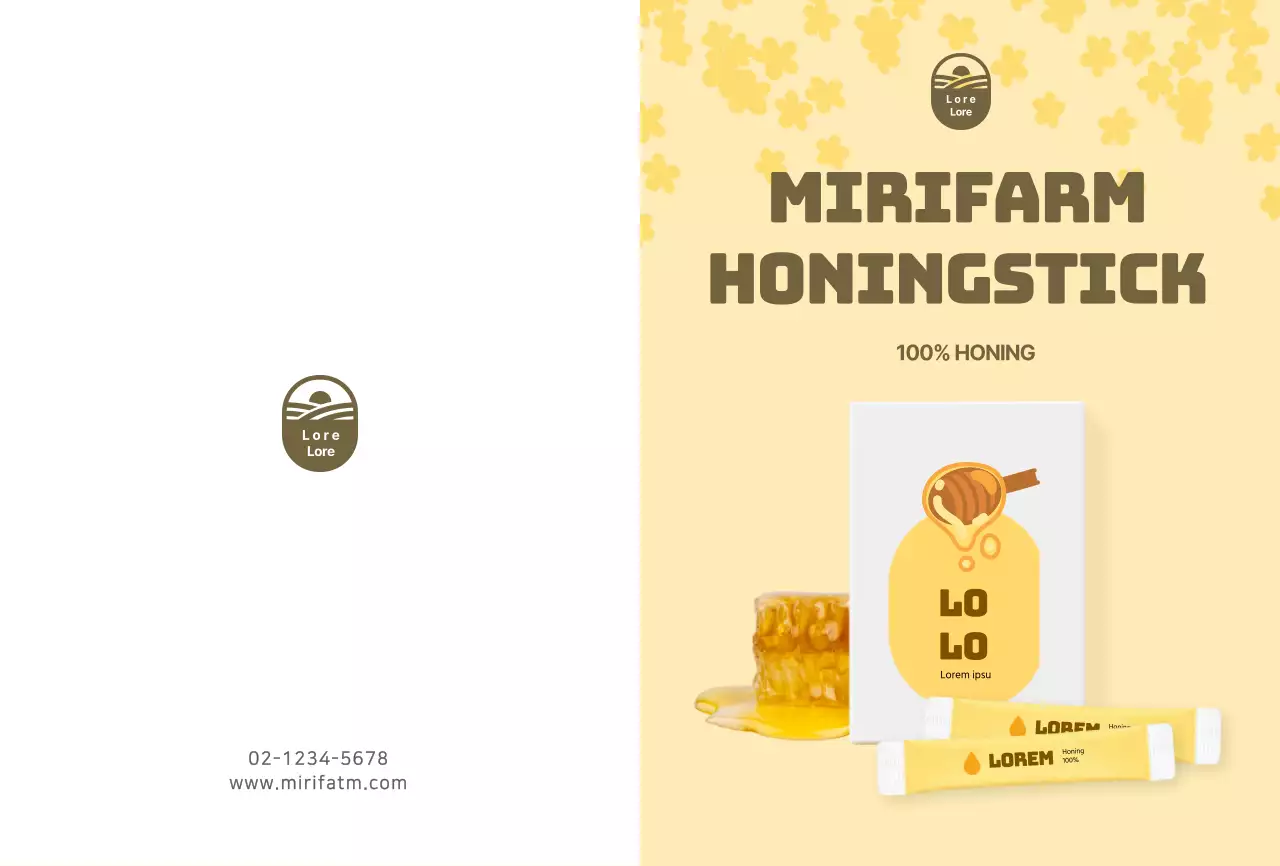 Gele schattige honingstick ansichtkaart voor product promotie