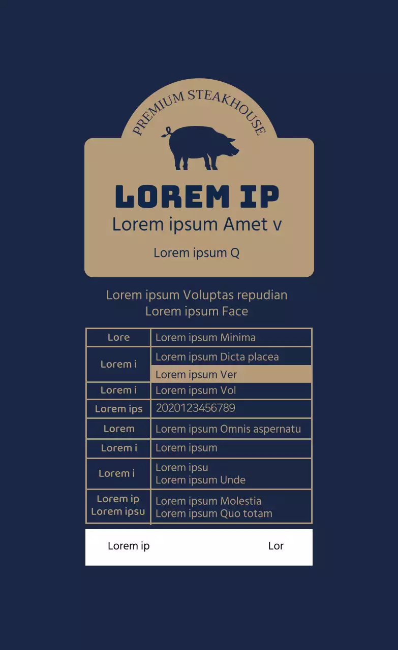 Blauw beige geïllustreerde karbonade voedseletiketten