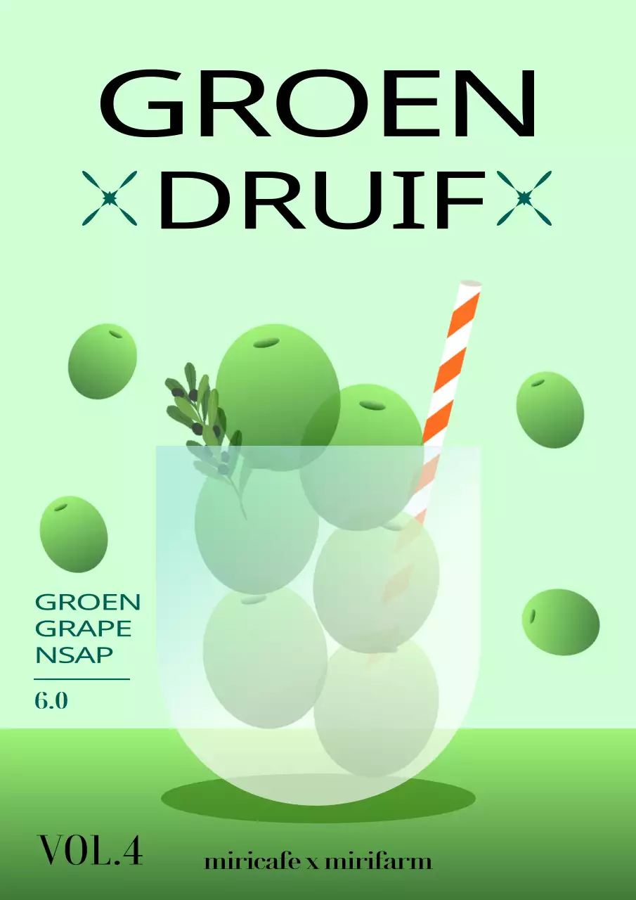 Promoot groen druivensap in een cirkelvormig verloop in lichtgroene kleur