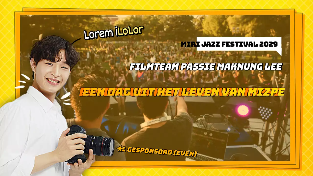 Een geel, sprankelend en helder concept voor het thema van een shoot op een festivallocatie