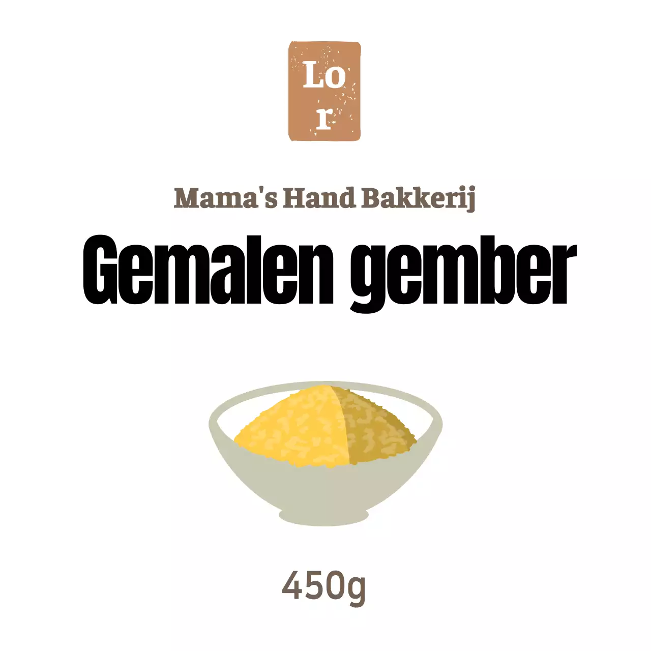 Witte eenvoudige delicatessen bijgerecht gemberpoeder sticker