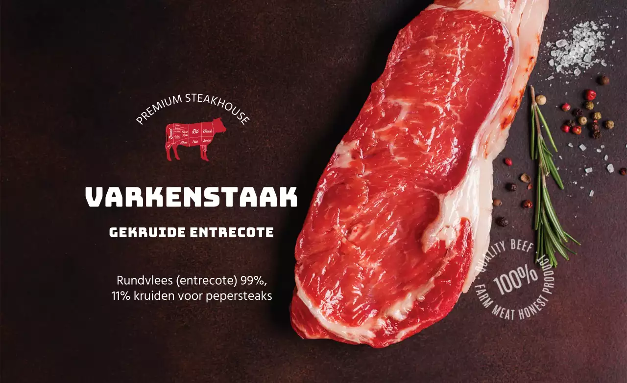Bruine foto steak voedingsetiket