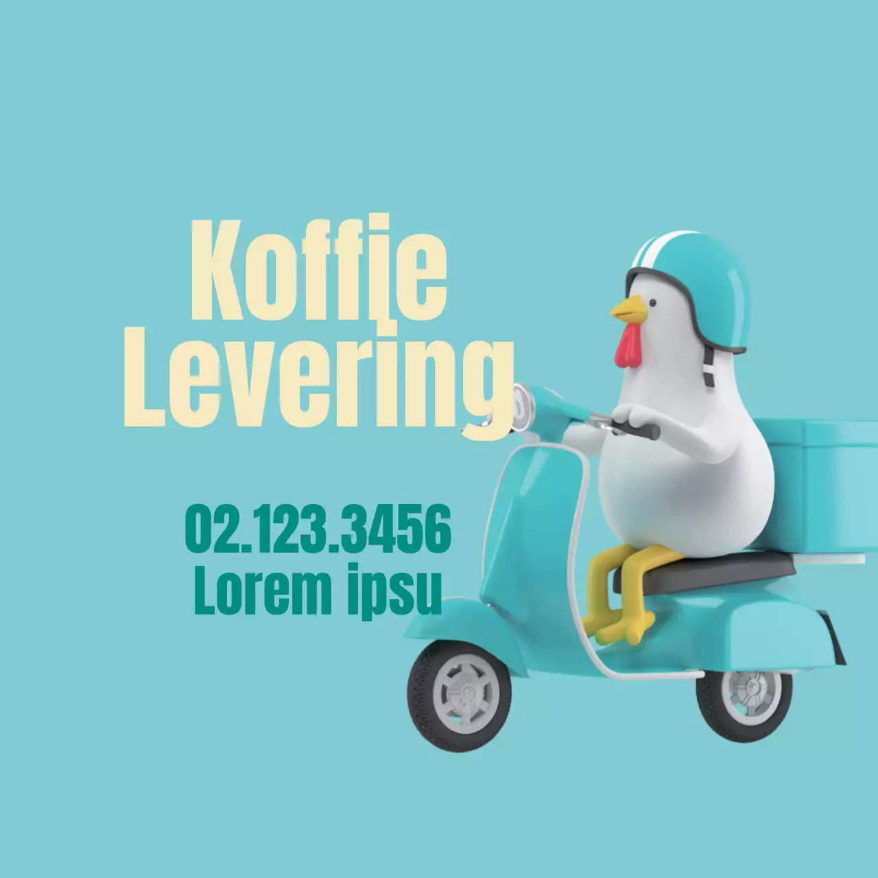 Schattig koffie-etiket met blauwe illustratie