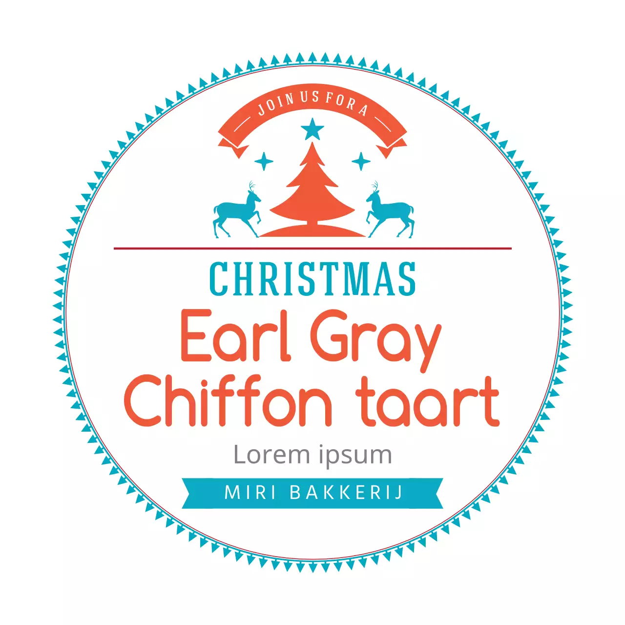 Hemels Oranje Geïllustreerde Kerstbakkerij Etiketten