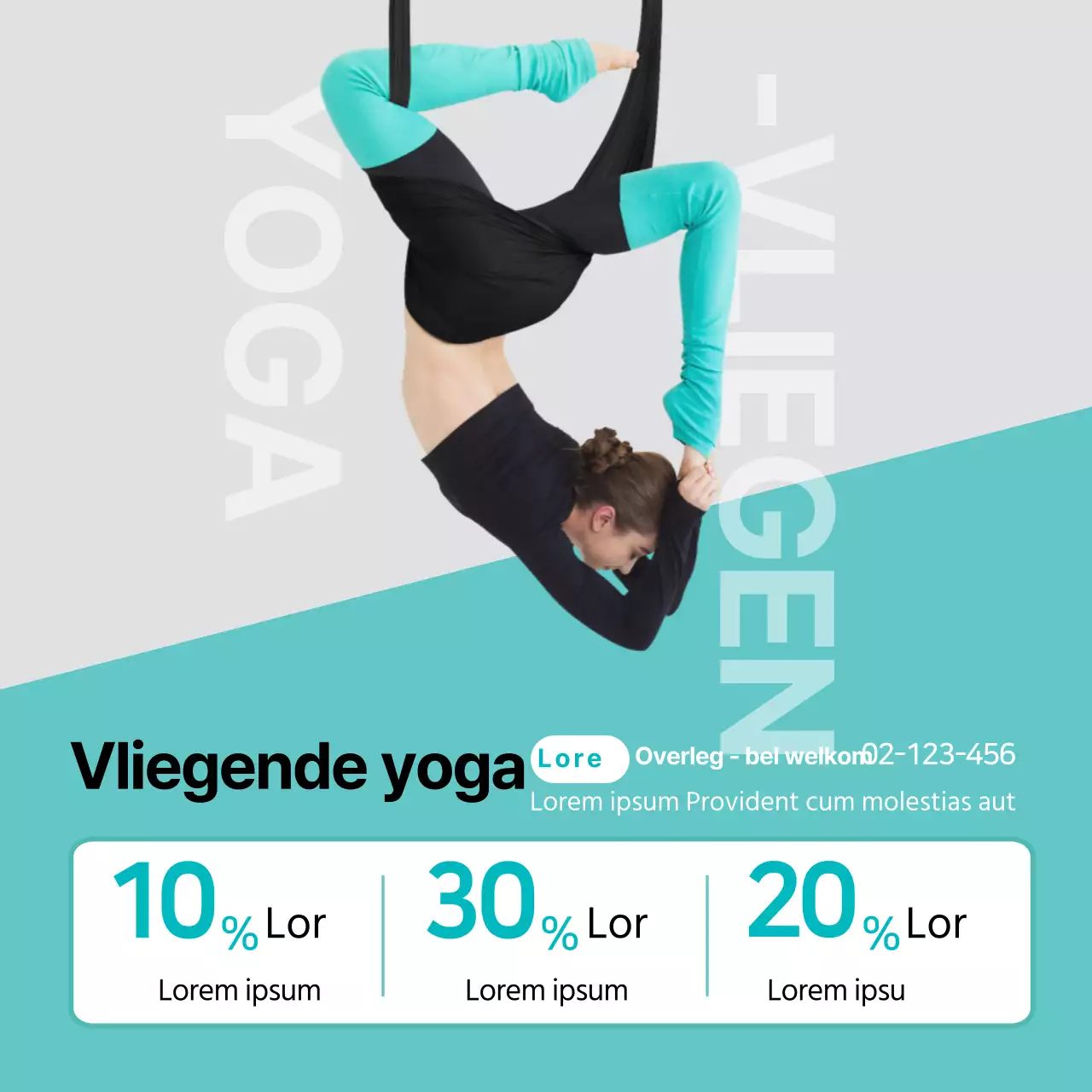 Eenvoudige vliegende yoga promotiebanner in mint
