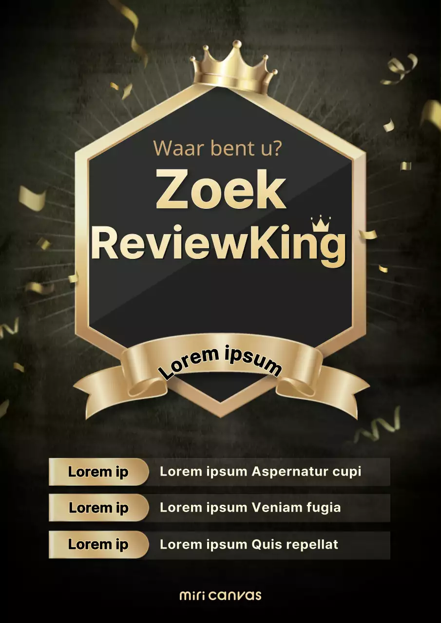 Een donkergoud, glamoureus concept voor het Overzicht van de Maand-evenement