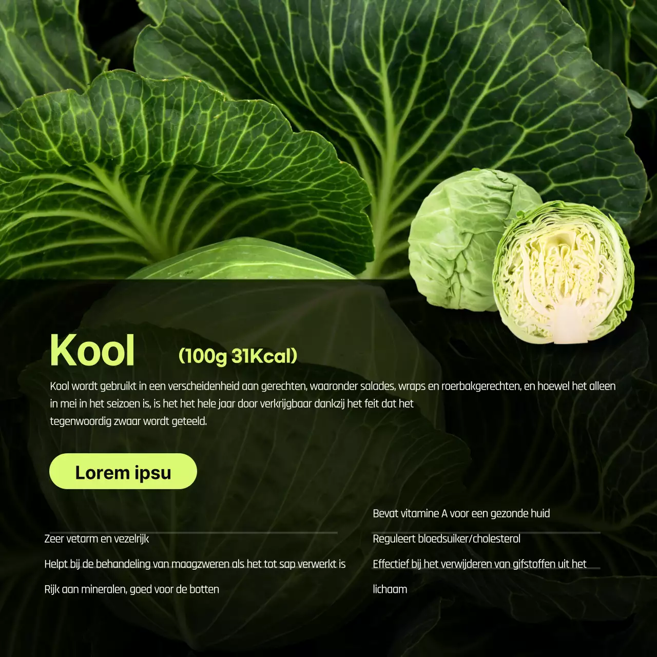 Seizoensfruit en -groenten van mei CardNews ontwerp in geel en groen